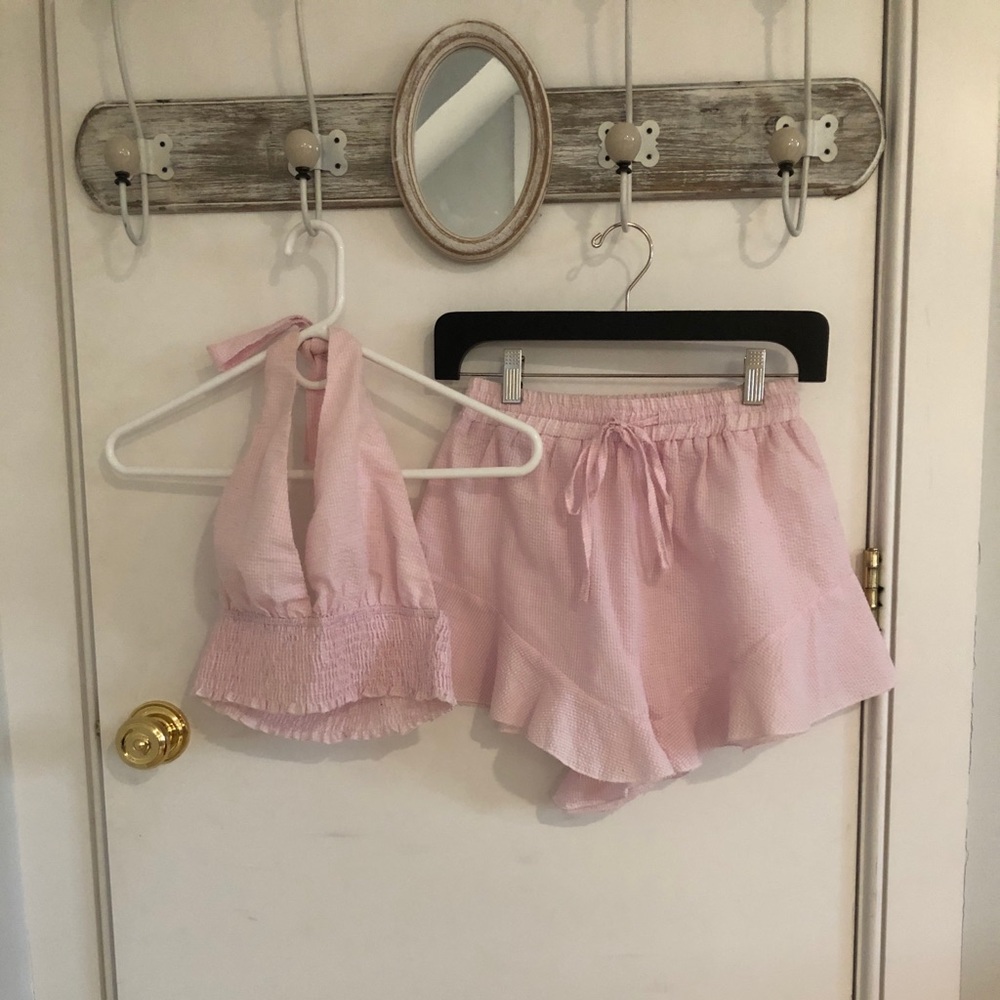 LF Pink Seersucker Summer Set (S)